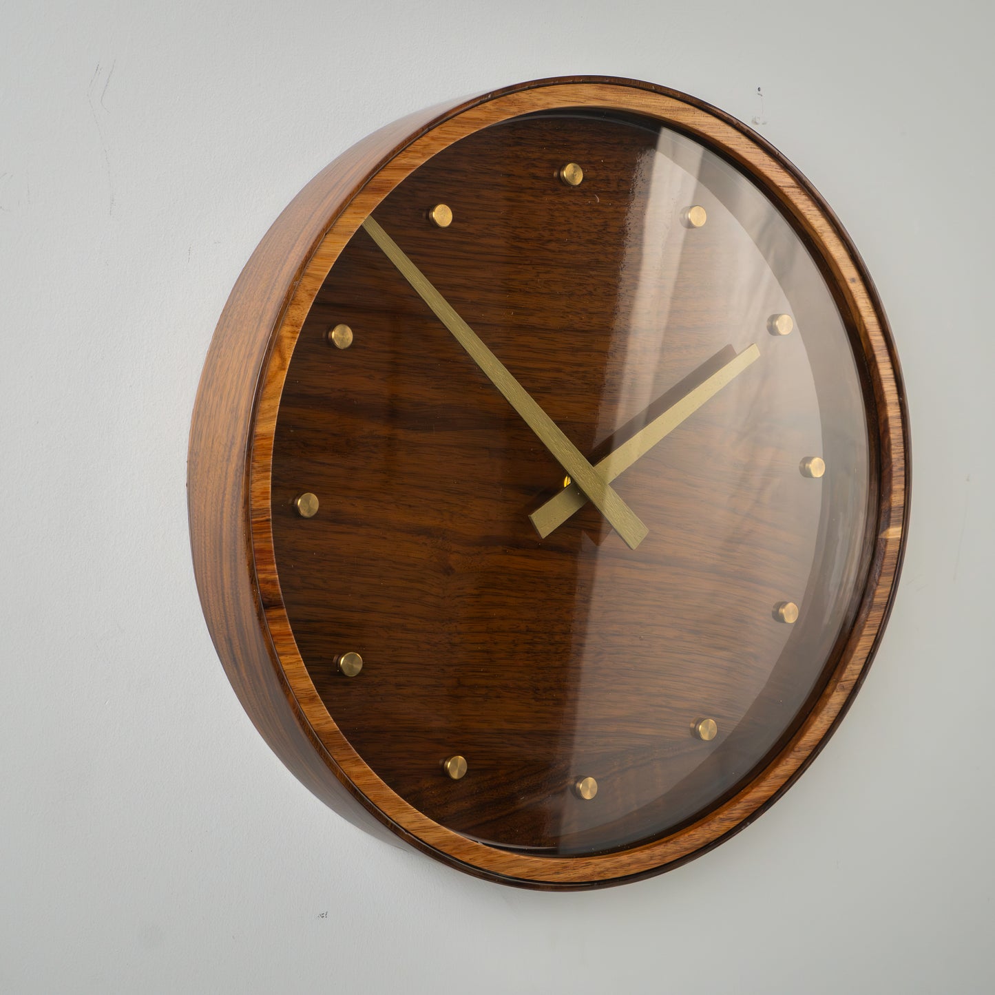13" Walnut, Brass and Glass