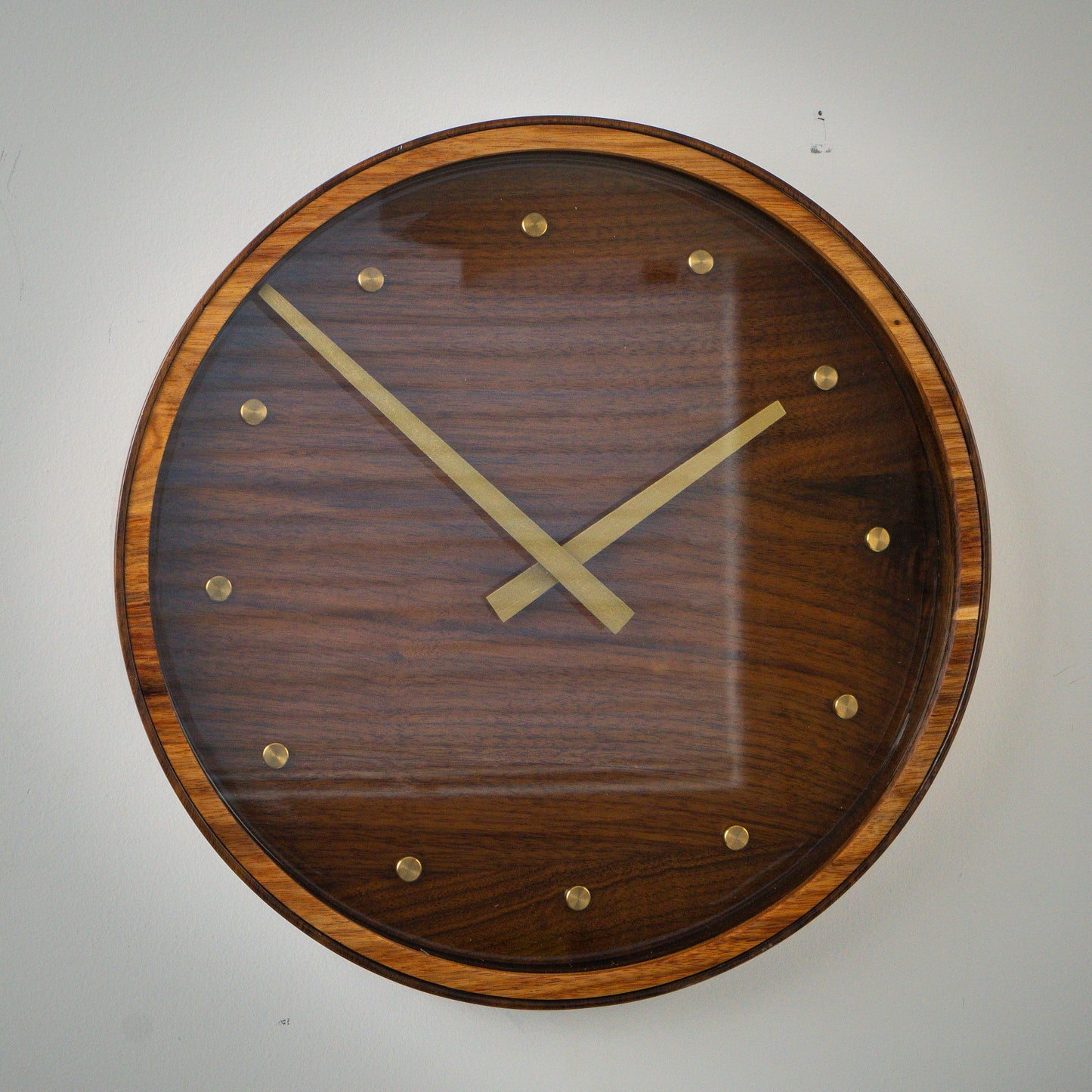 13" Walnut, Brass and Glass