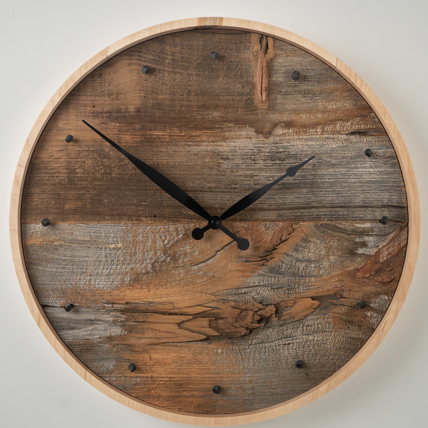 17" Minimalist Brushed Barnboard Wall Clock