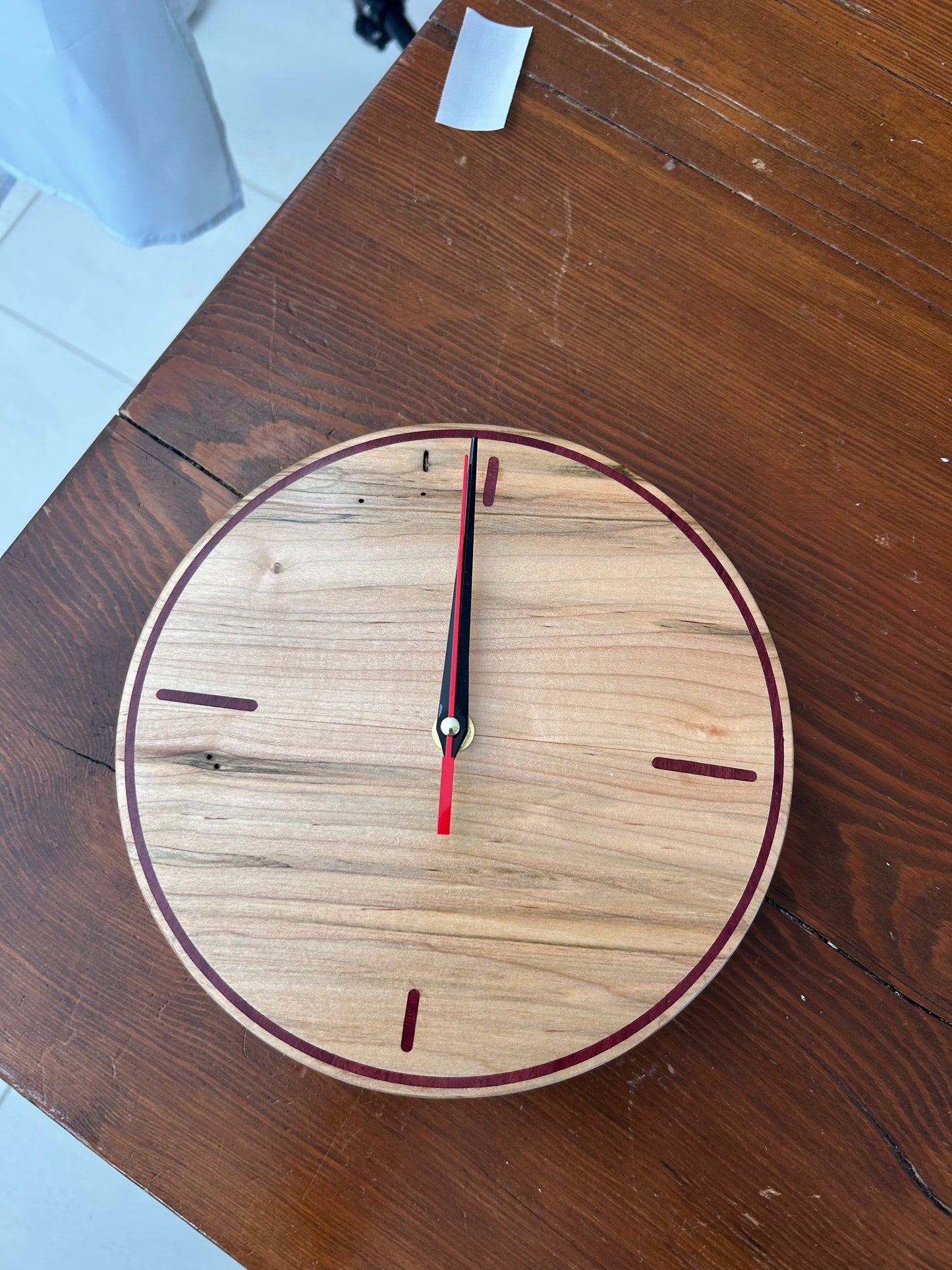 9" Solid Maple w/Purpleheart Inlay & Metal Hands