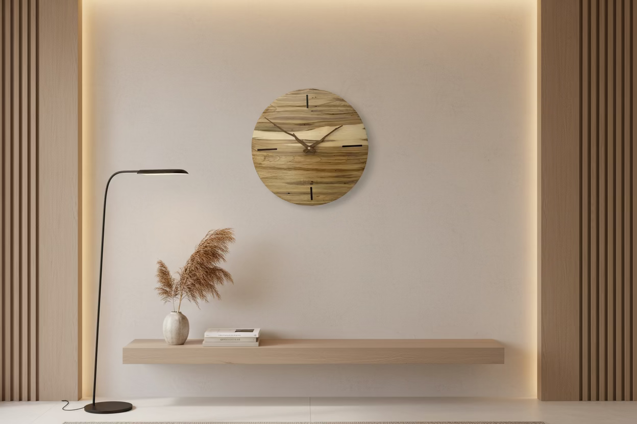 13" - 14" Ambrosia Fire Maple Minimalist Wall Clock