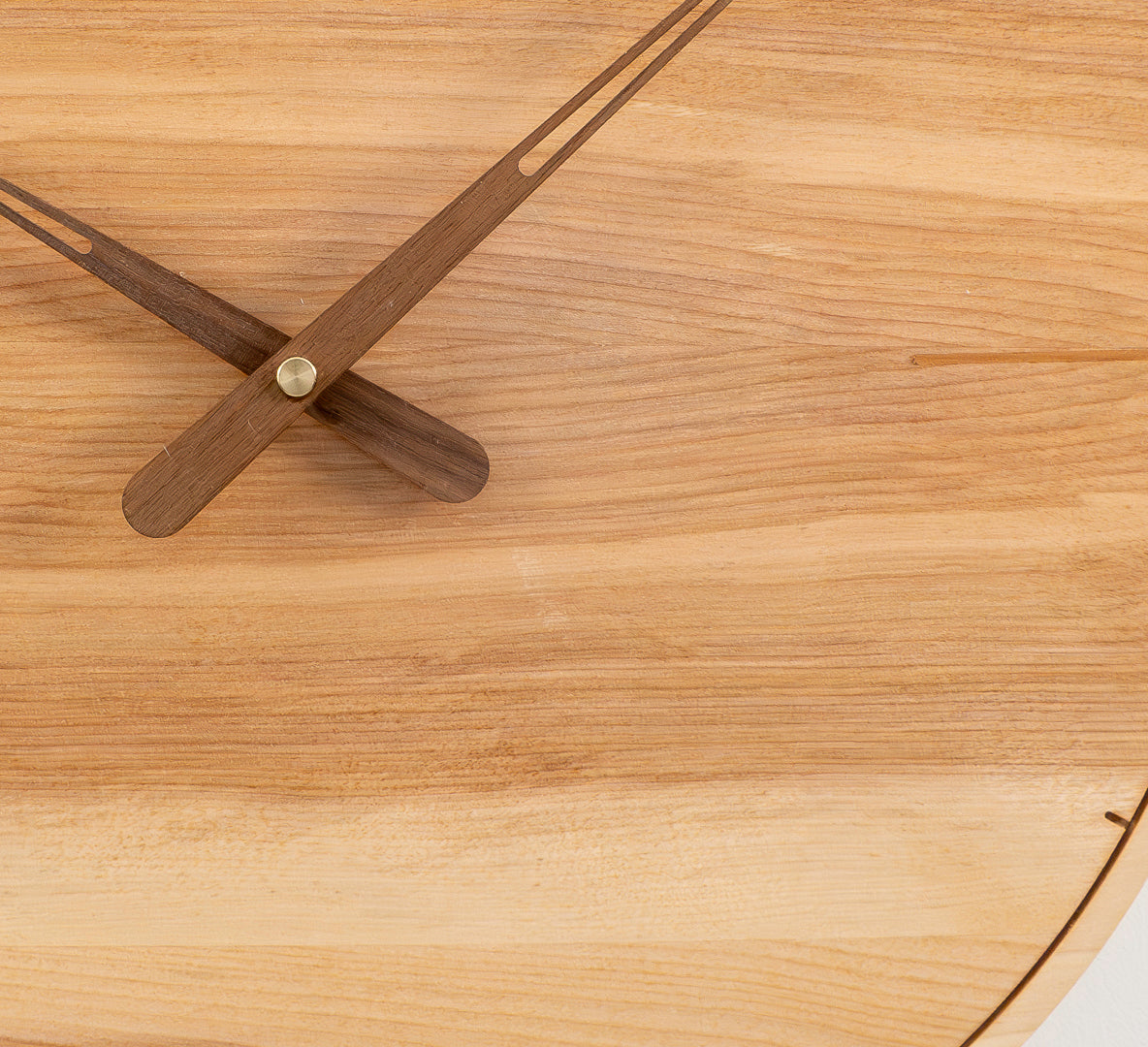 18" Solid Birch Minimalist Wall Clock with Etched Hour Markers & Accents