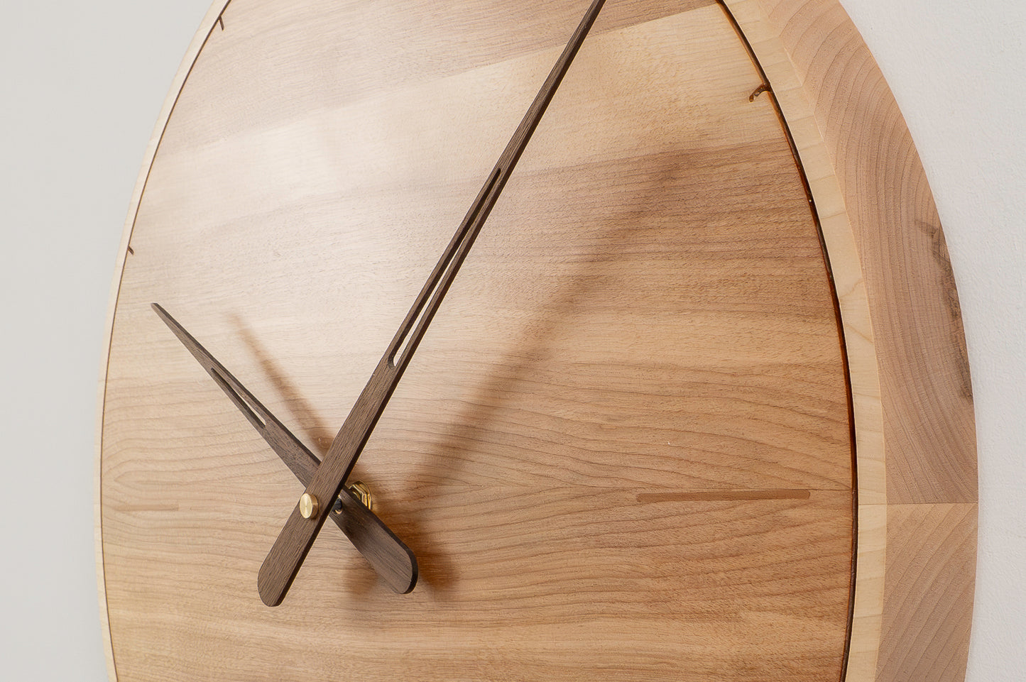 18" Solid Birch Minimalist Wall Clock with Etched Hour Markers & Accents