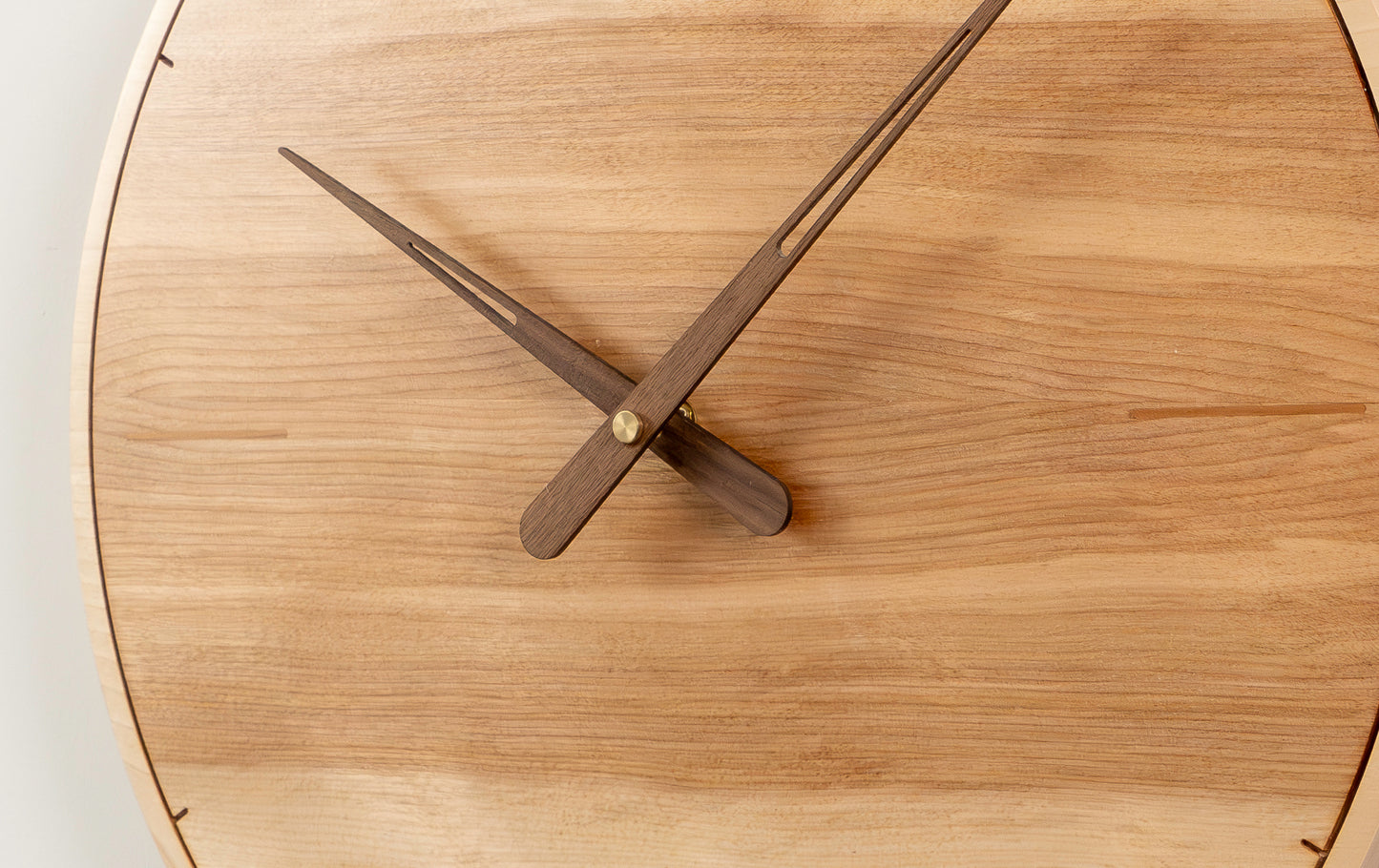 18" Solid Birch Minimalist Wall Clock with Etched Hour Markers & Accents