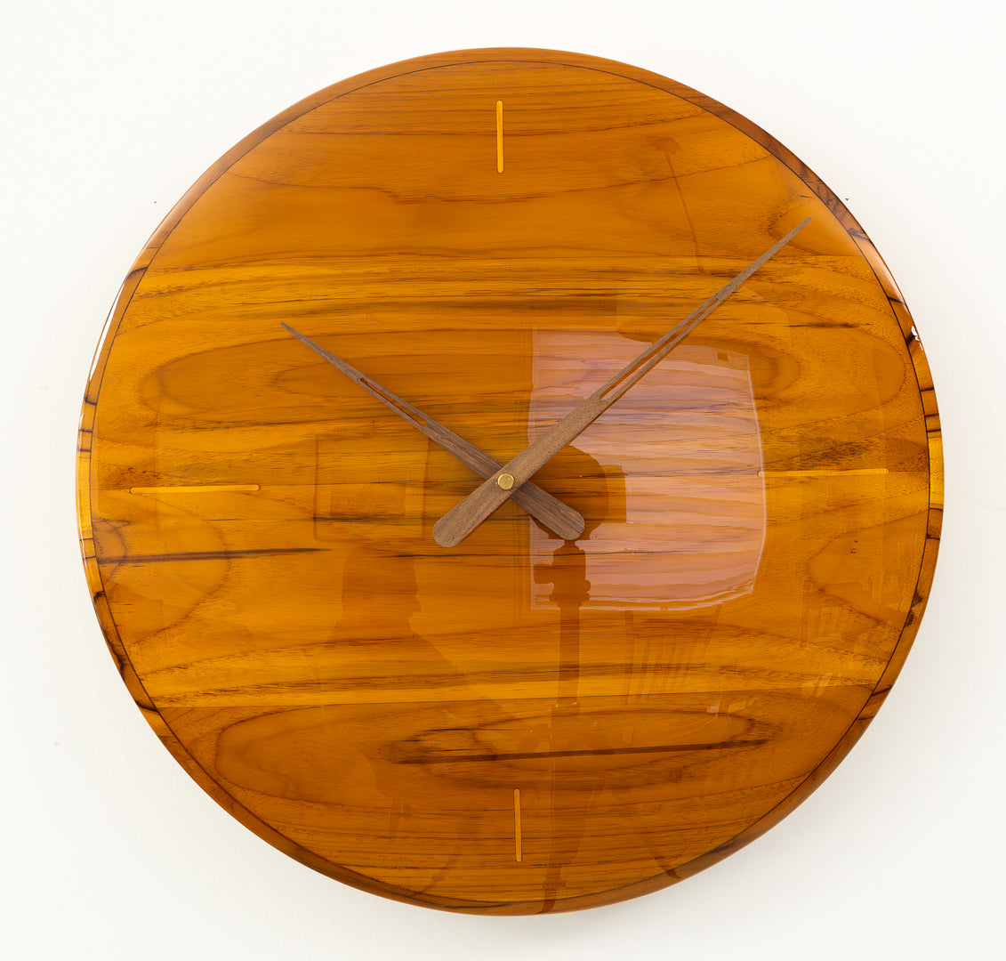 18" Solid Teak Clock Finished in Epifanes High Gloss Marine Varnish