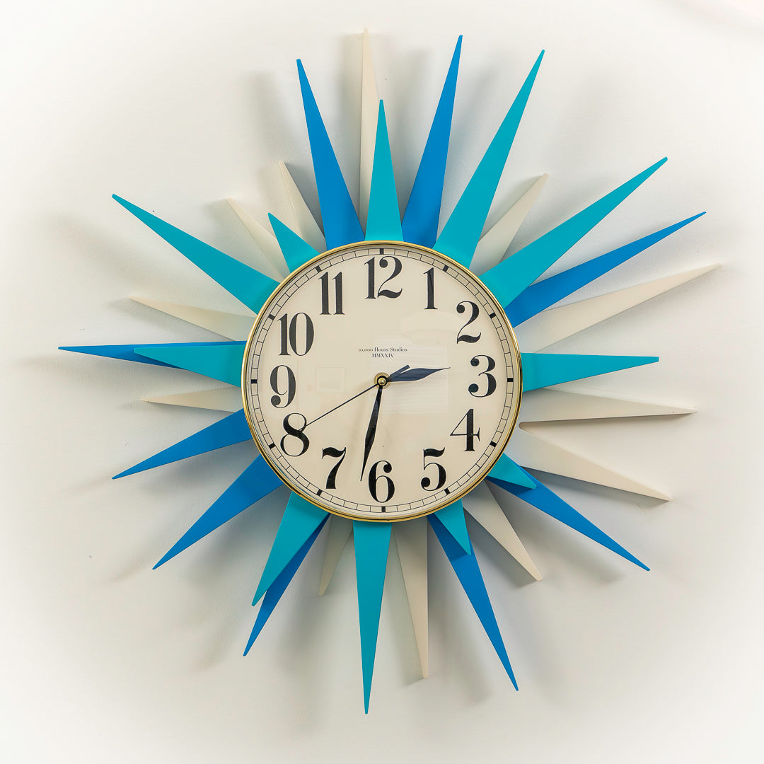 24" Mid-Century Americana Meets Modern Starburst Wall Clock