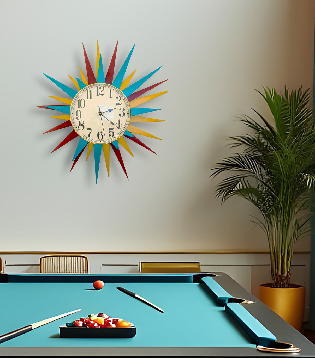 Hot Rod Metallic Starburst Clock
