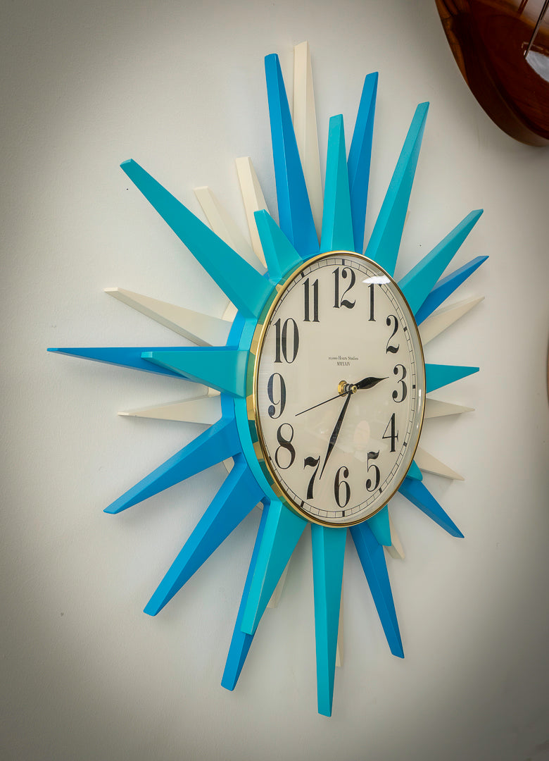 24" Mid-Century Americana Meets Modern Starburst Wall Clock
