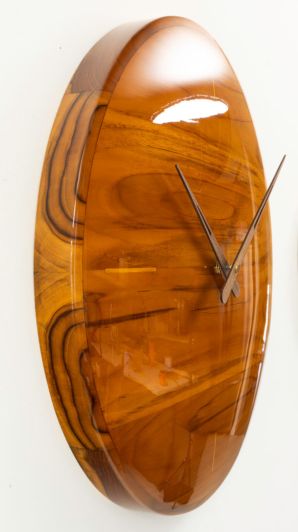 18" Solid Teak Clock Finished in Epifanes High Gloss Marine Varnish