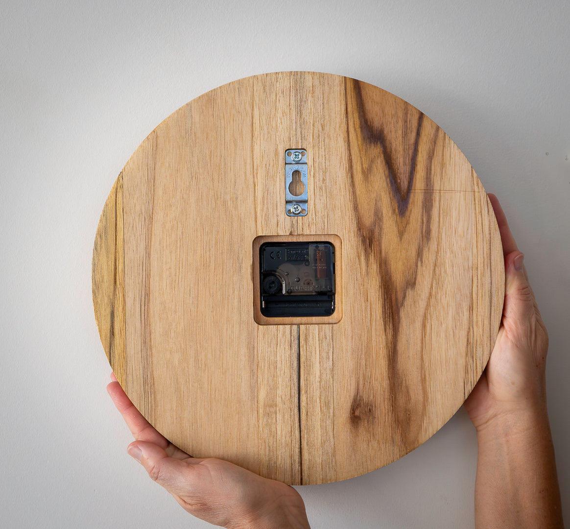 12" Solid Teak Wall Clock with Solid Brass Inlay