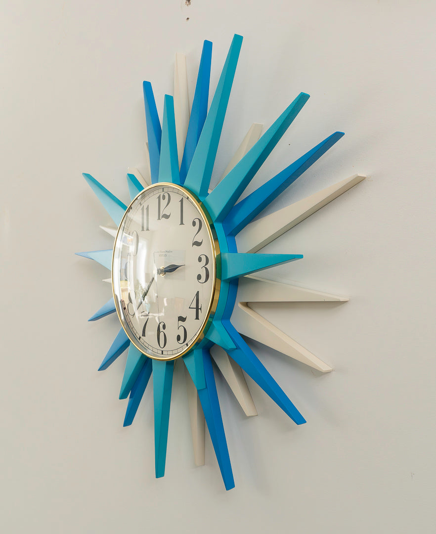 24" Mid-Century Americana Meets Modern Starburst Wall Clock