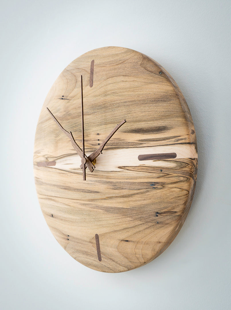 12" Ambrosia Maple Wall Clock with Walnut Hour Markers & Hands