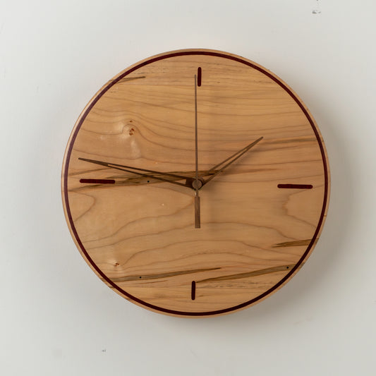 10" Ambrosia Maple Wall Clock – Walnut Inlay & Retro Modern Design