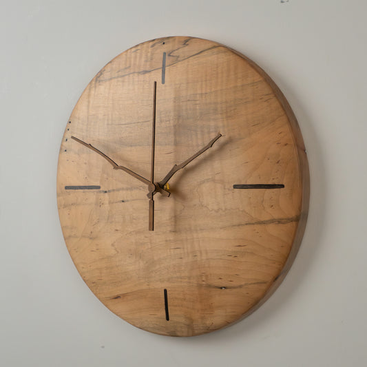 12" Minimalist Ambrosia Maple Wall Clock – Walnut Accents