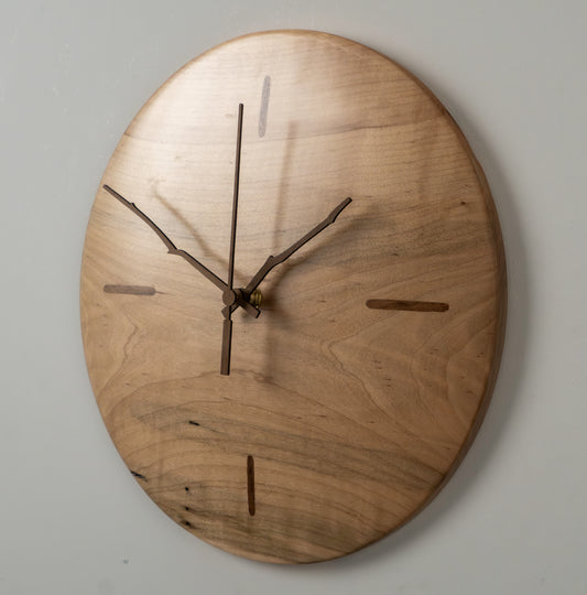 12"   Ambrosia Maple Clock with Walnut Inlay