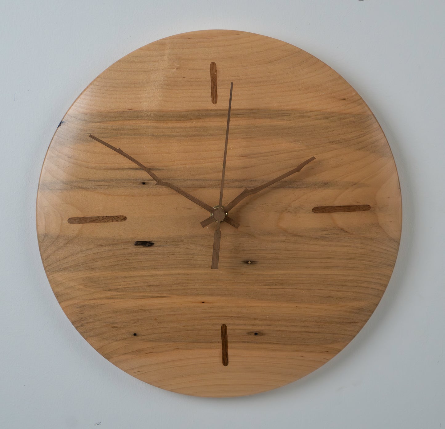 12"   Ambrosia Maple Clock with Walnut Inlay