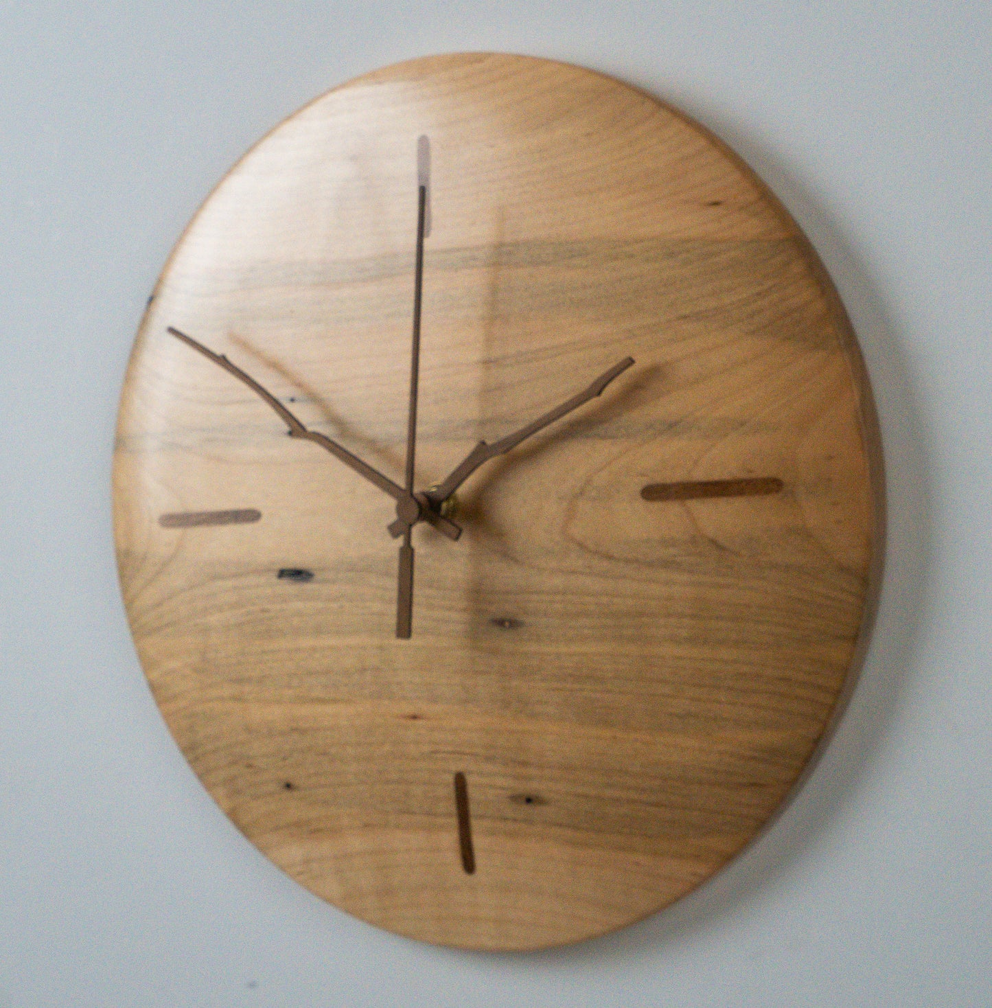 12" Minimalist Ambrosia Maple Wall Clock – Walnut Accents