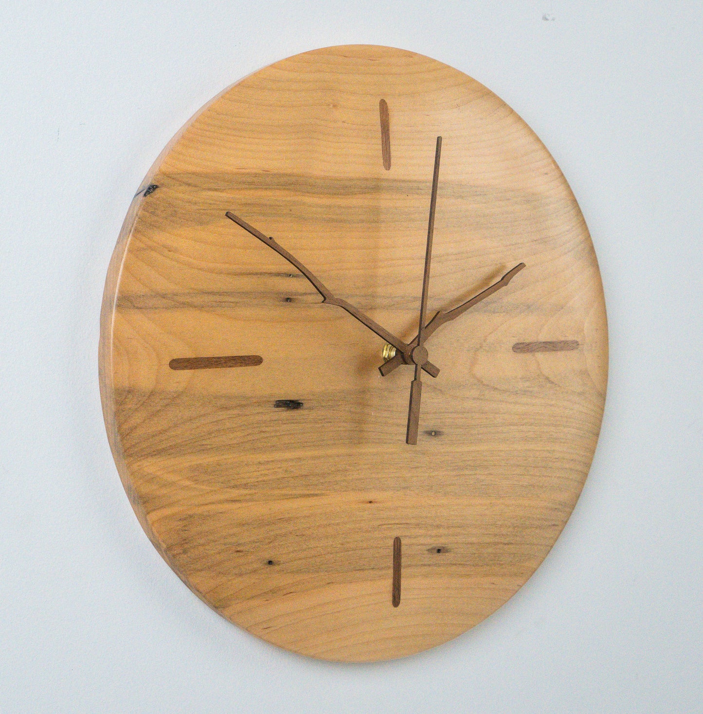 12"   Ambrosia Maple Clock with Walnut Inlay