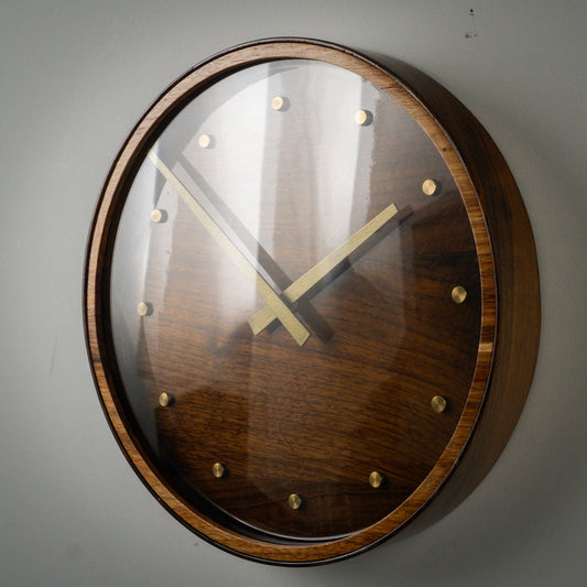 13" Walnut, Brass and Glass
