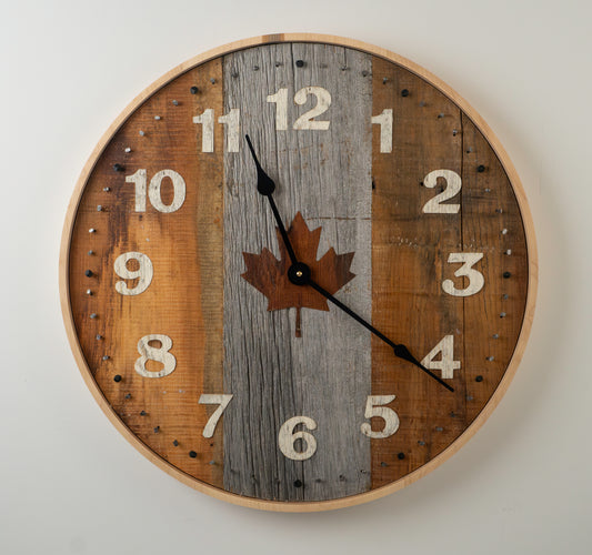23" Reclaimed Barnboard Maple Leaf Wall Clock