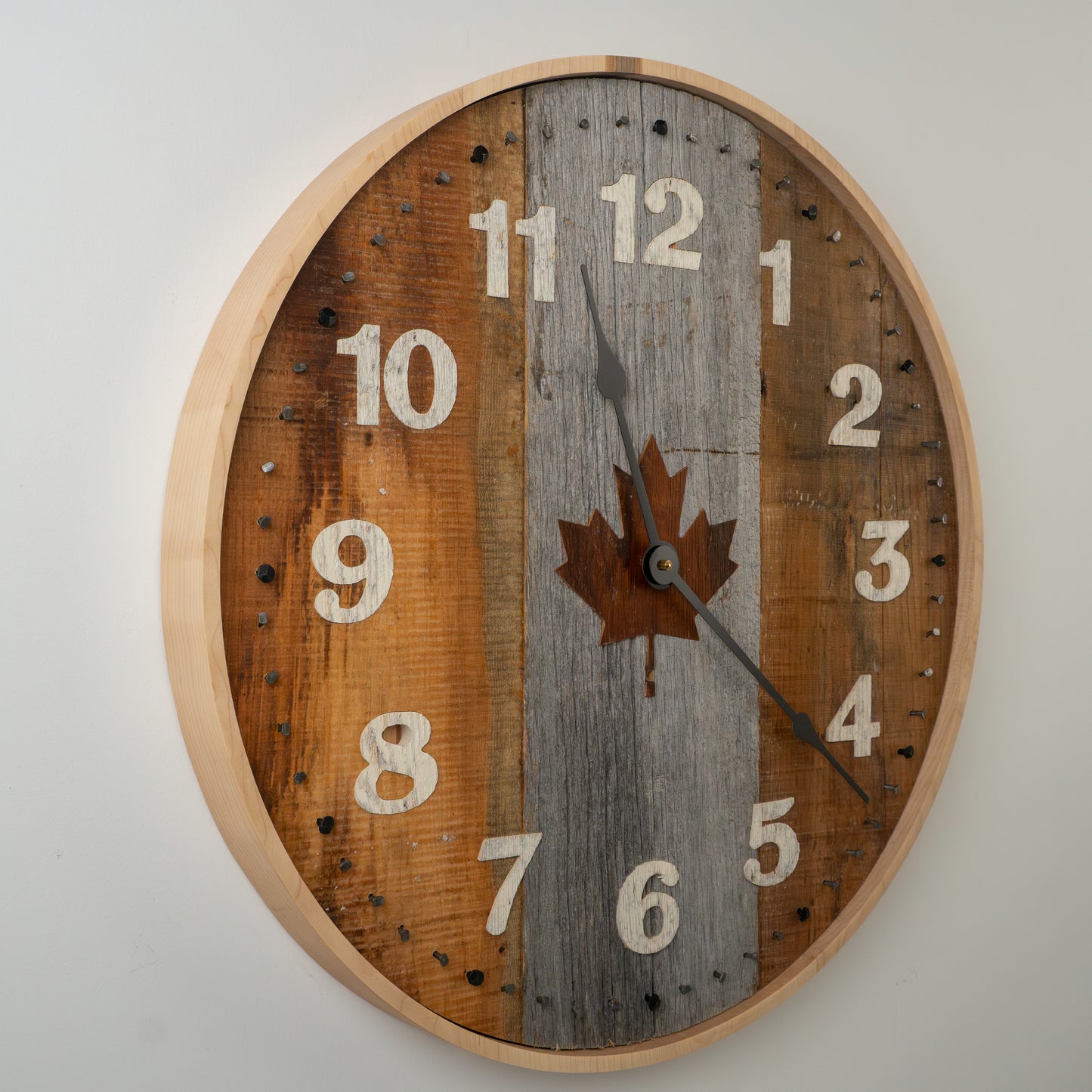 23" Reclaimed Barnboard Maple Leaf Wall Clock