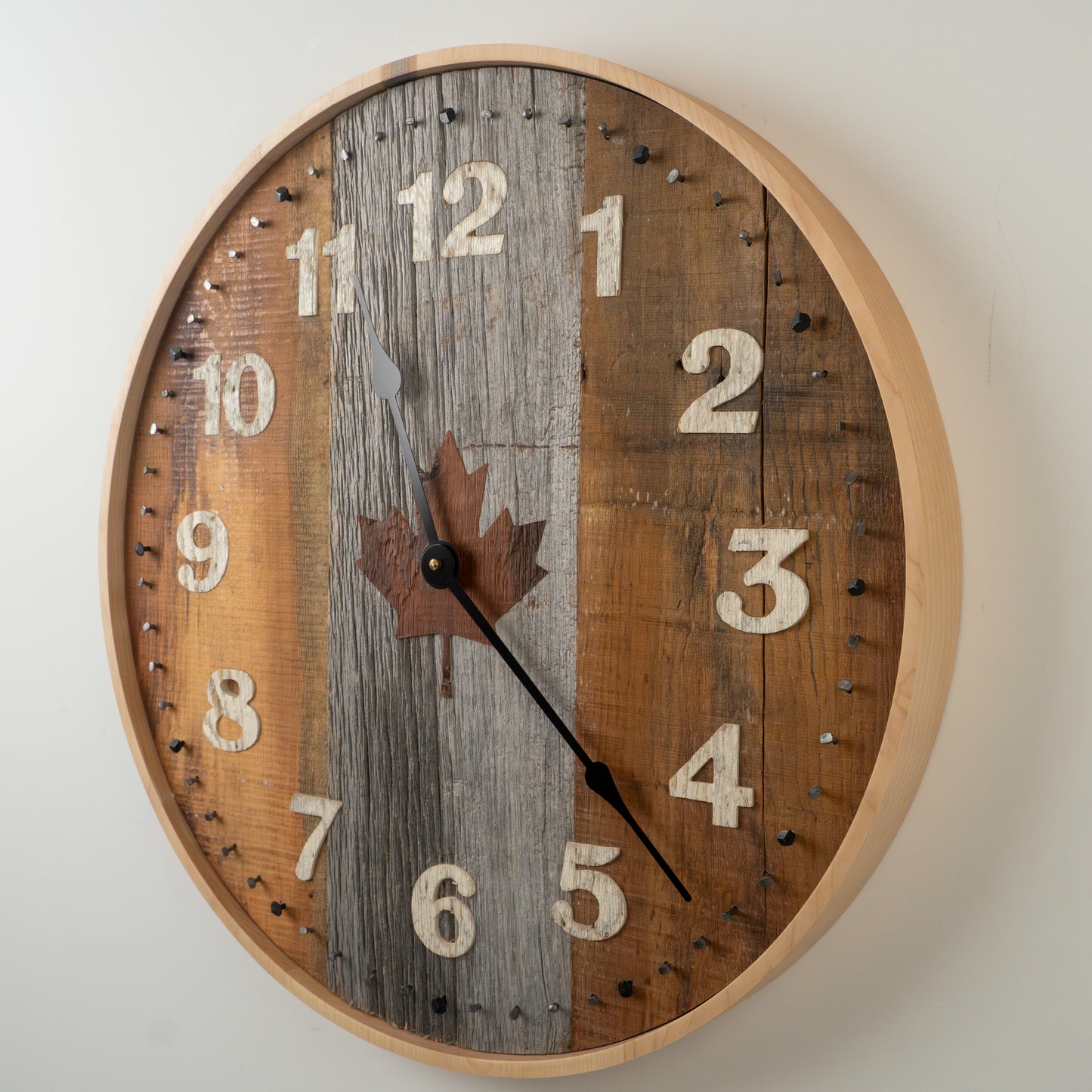 23" Reclaimed Barnboard Maple Leaf Wall Clock