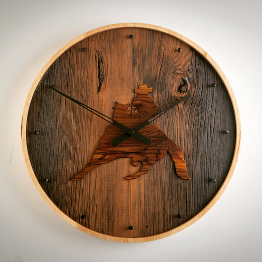 20 - Inch Genuine Reclaimed Barn Board Clock with Rodeo Inlay