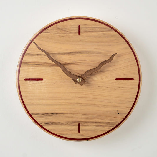 9" Solid Maple Clock with Purpleheart Inlay
