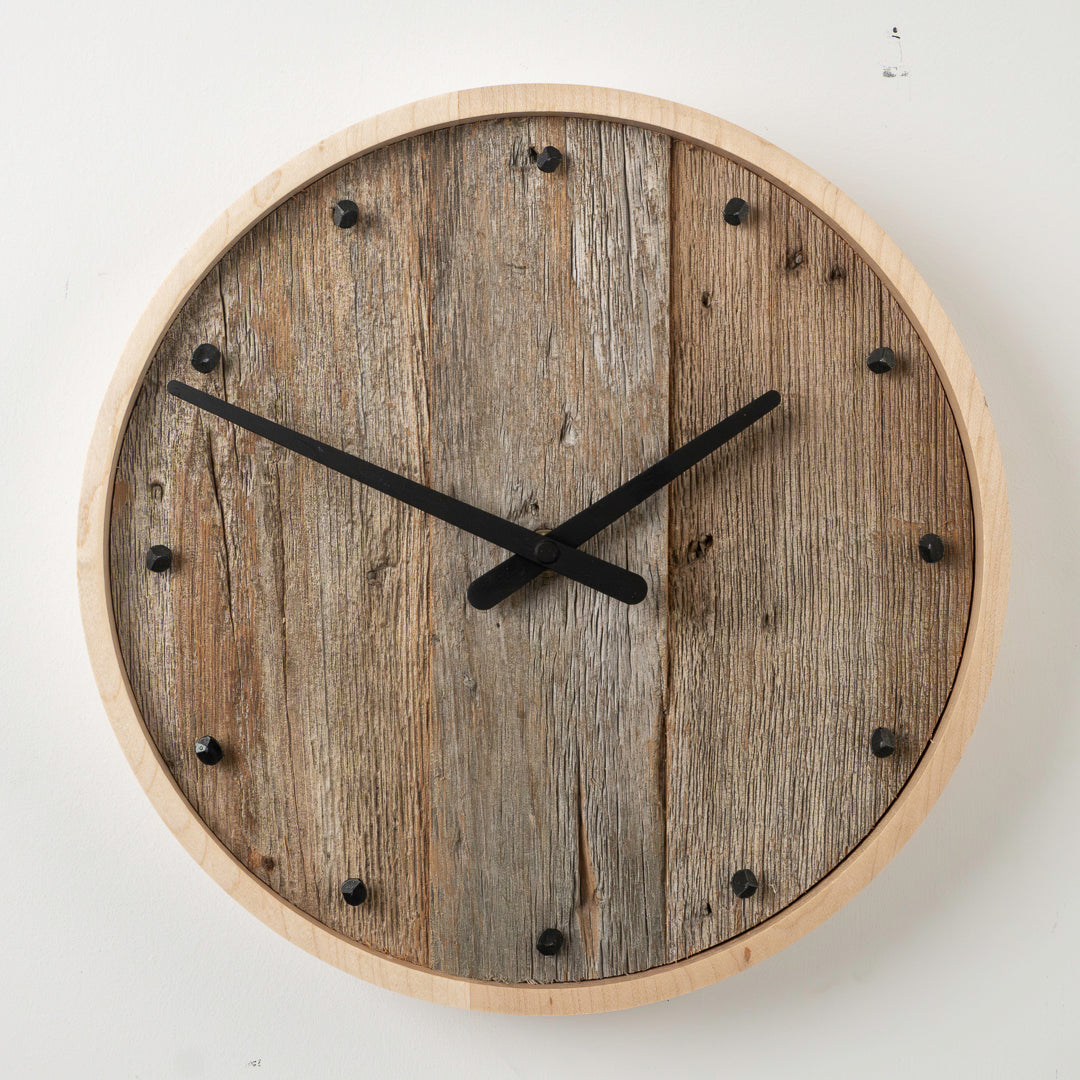 12" Barnboard Clock in Solid Maple Frame