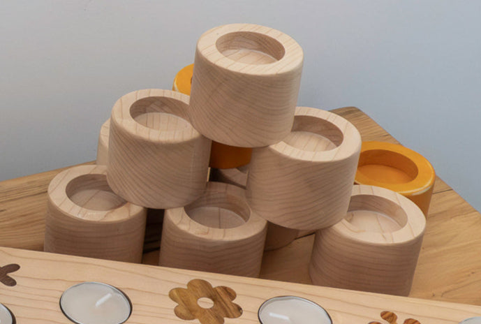 Minimalist Hard Maple Cylindrical Tea Light Holder