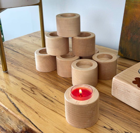 Minimalist Hard Maple Cylindrical Tea Light Holder