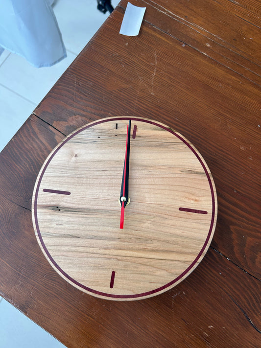 9" Solid Maple w/Purpleheart Inlay & Metal Hands
