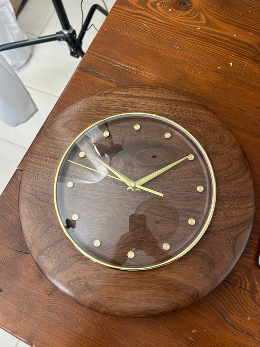 14" Walnut & Glass w/Solid Brass