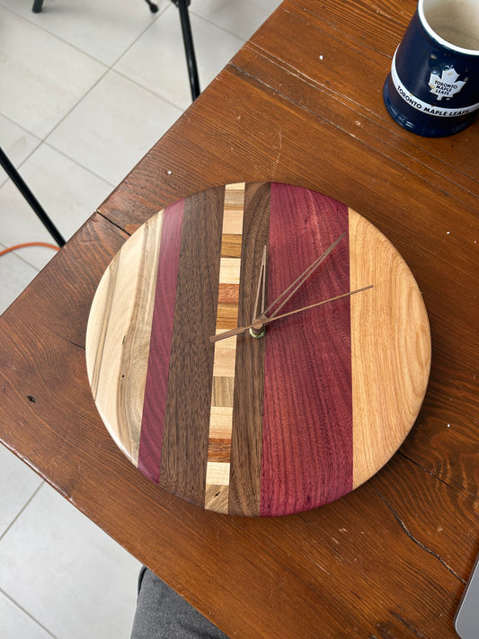 12" Wood Strip Clock Minimalist