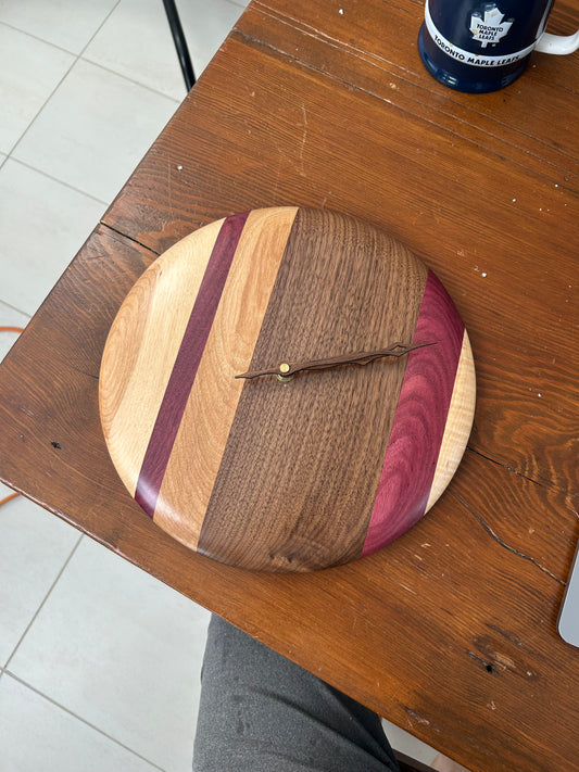 12" Minimalist Wood Strip Clock