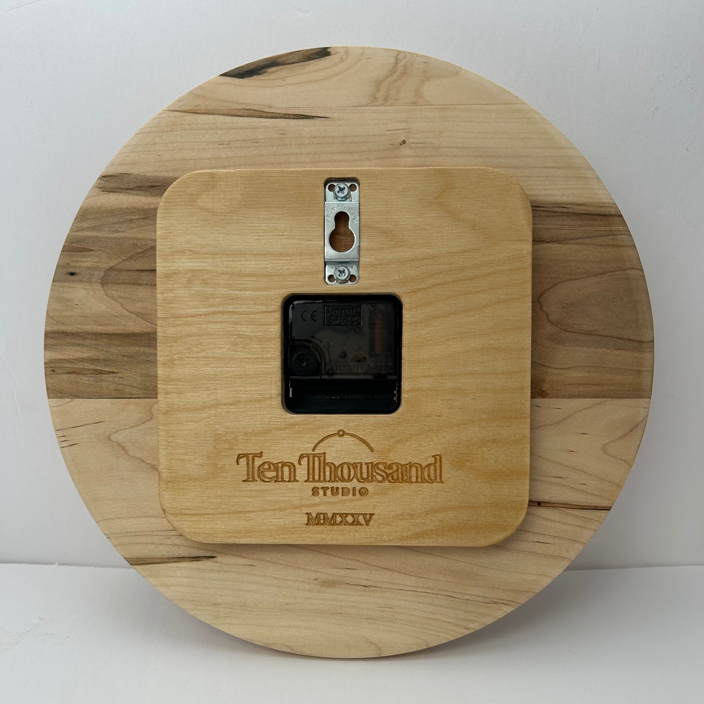 12" Ambrosia Maple Wall Clock with Inlaid Numerals and Walnut Hands