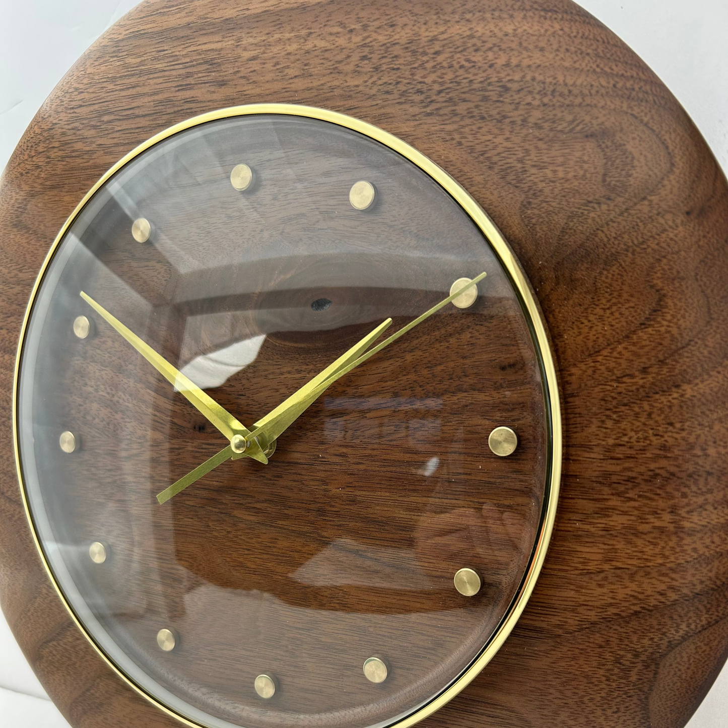 13" Walnut & Glass w/Solid Brass